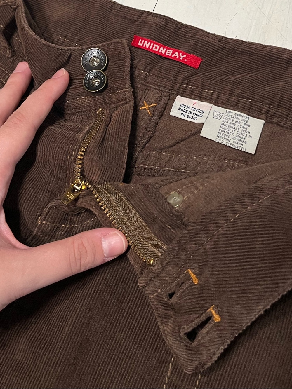Vintage Y2K 90’s Fluted At Knee Corduroy Panel Cotton Skirt Sz 7 Unionbay - Picture 5 of 5